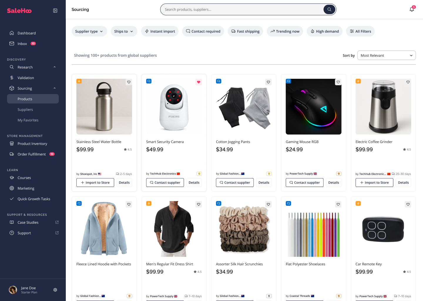 Catálogo de productos para validar oportunidades de venta