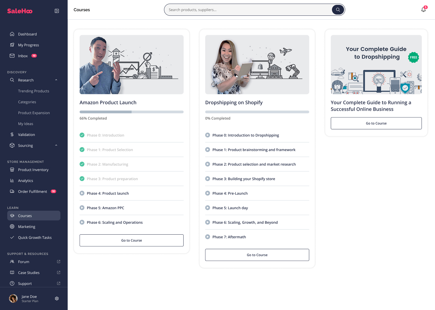 Cursos y educación de SaleHoo para eCommerce y dropshipping