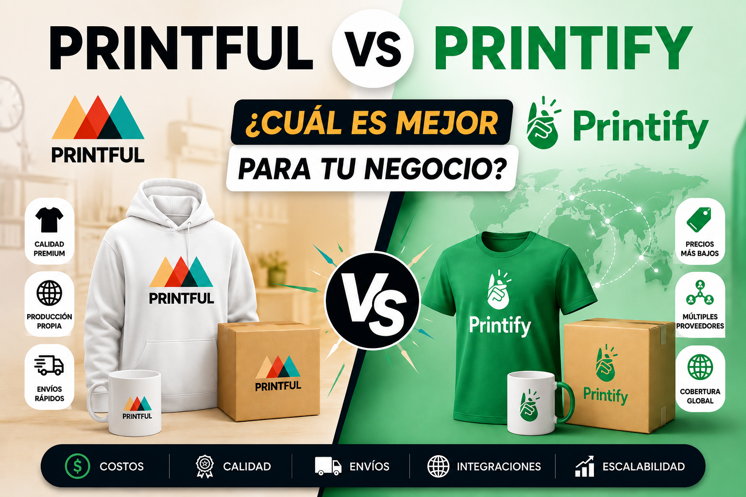 Printful vs Printify 2026 ¿Cuál Es Mejor Para Tu Negocio?